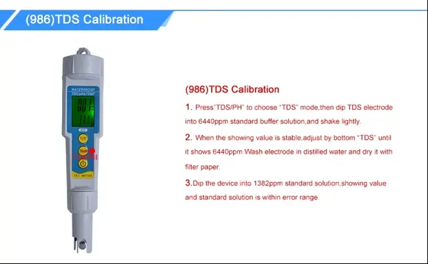 Тестер качества воды. TDS/РН/TEMP метр PH/TDS-986 4