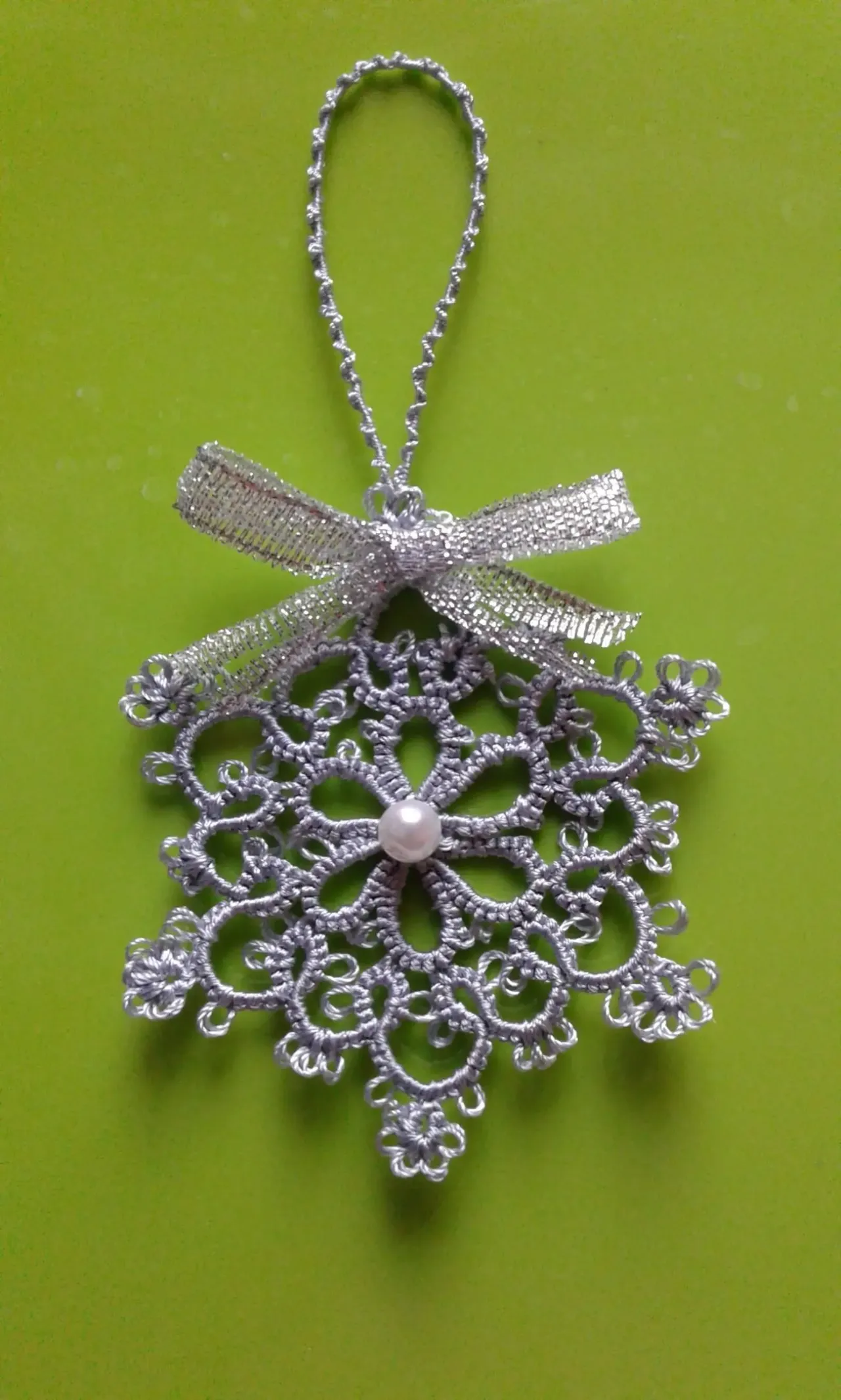 Новорічний набір:сніжинки, віночок та янголятко.Мереживо фріволіте. 8