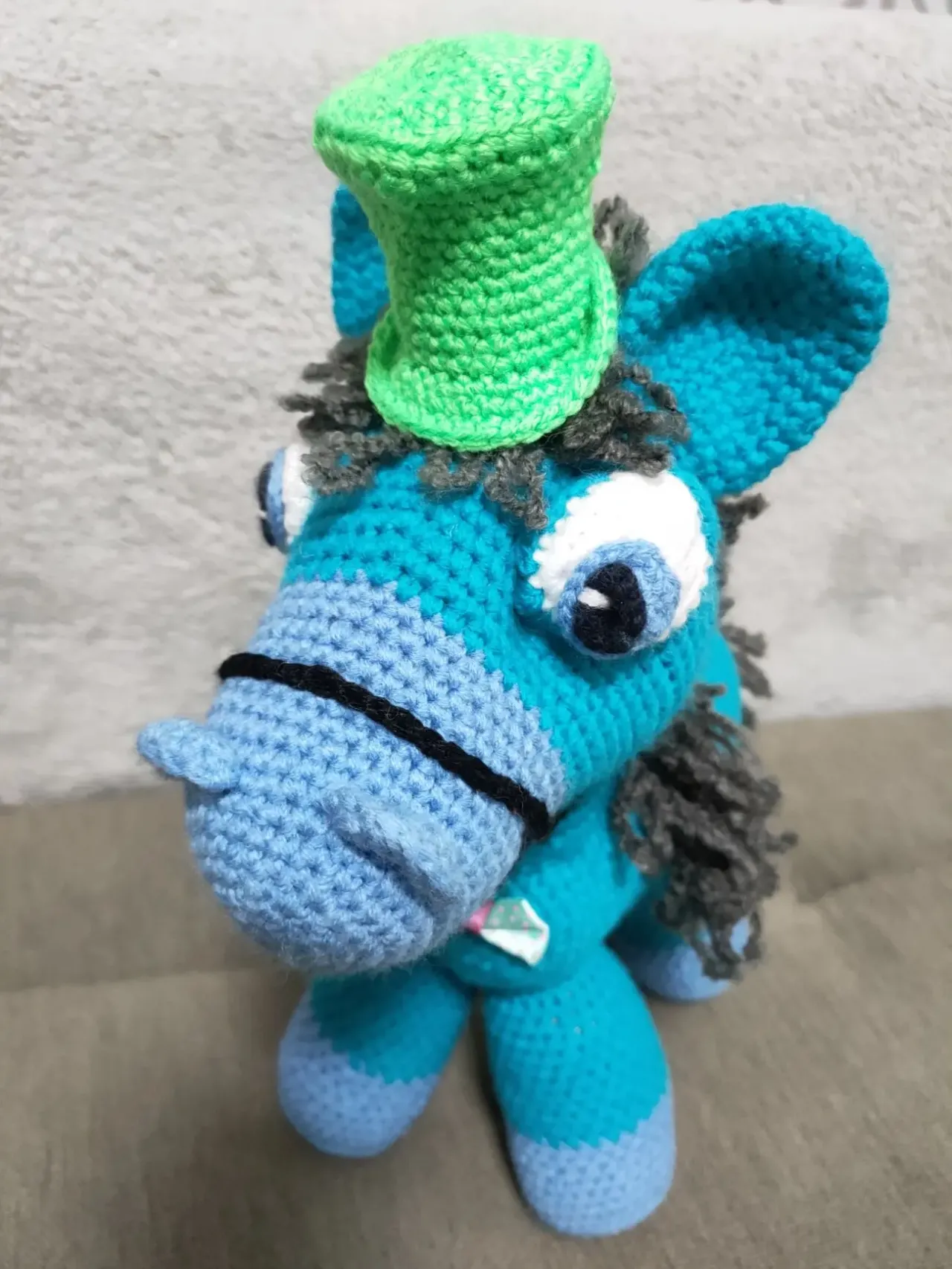 іграшка вязана коник  поні крючком голубий ручна робота 3