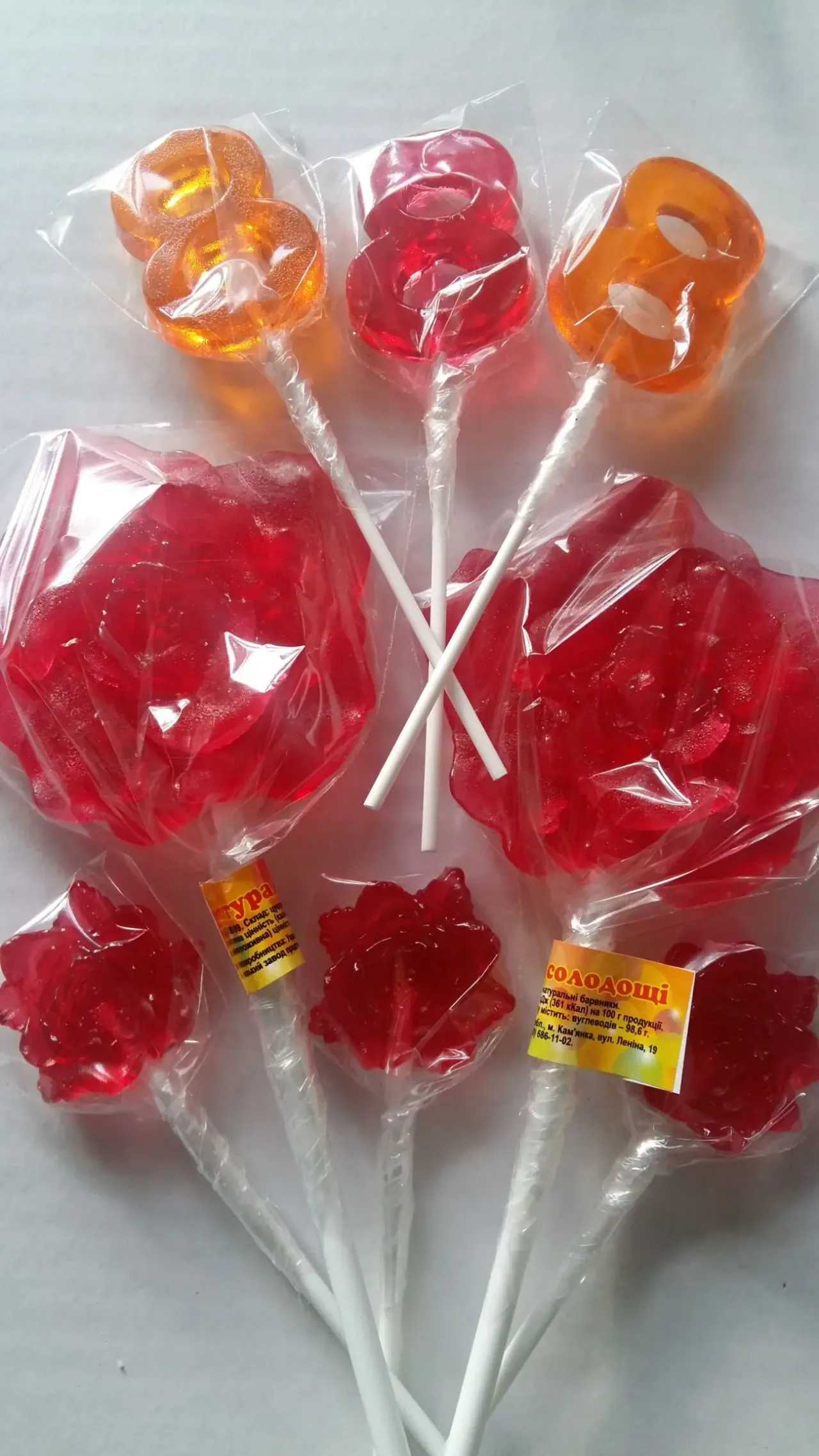 Леденцы на палочке к 8 марта (Сердце, губы, роза)