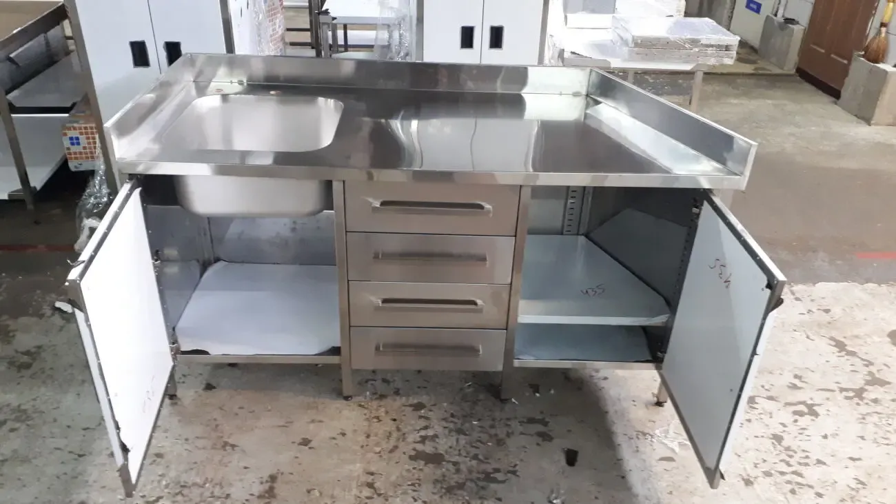 Тумба с мойкой 4 ящика из нержавейки