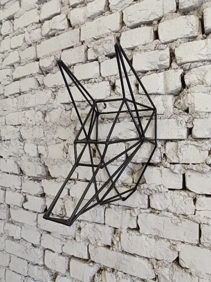 Скульптура из металла в стиле лофт украшение на стену Собака Волк 6