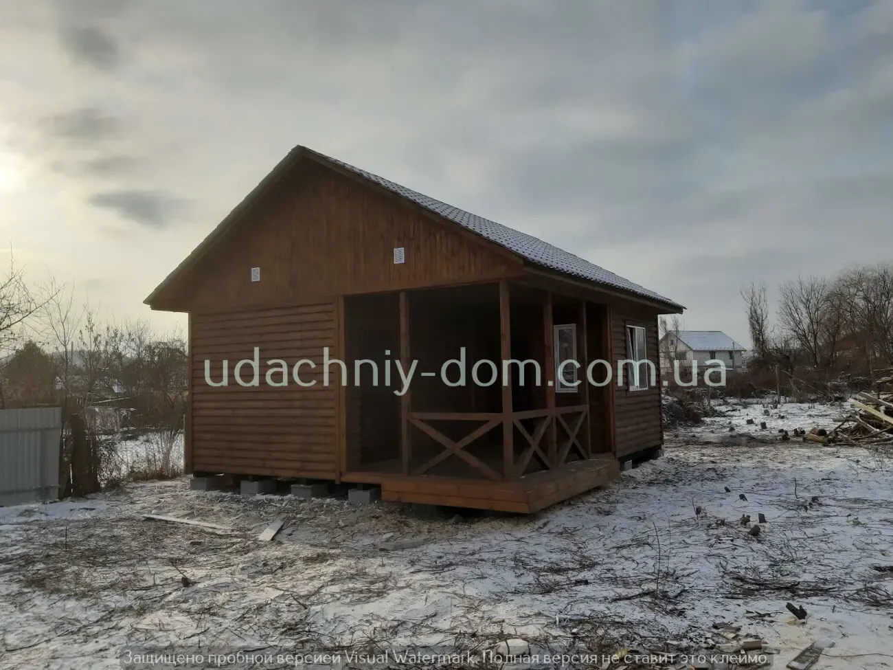 Дом дачный из корабельной доски 6*7 с террасой 3*4 7