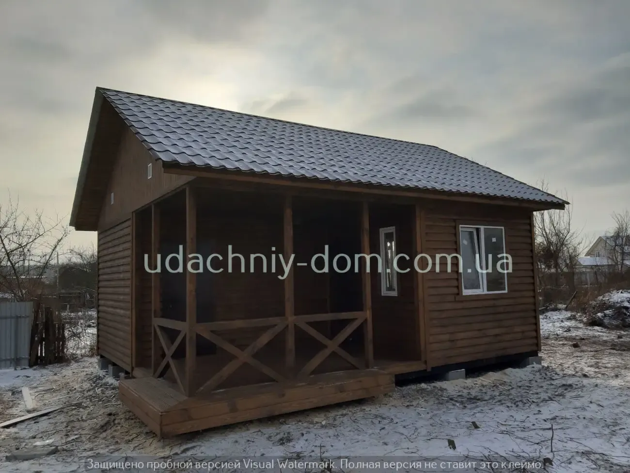 Дом дачный из корабельной доски 6*7 с террасой 3*4 5