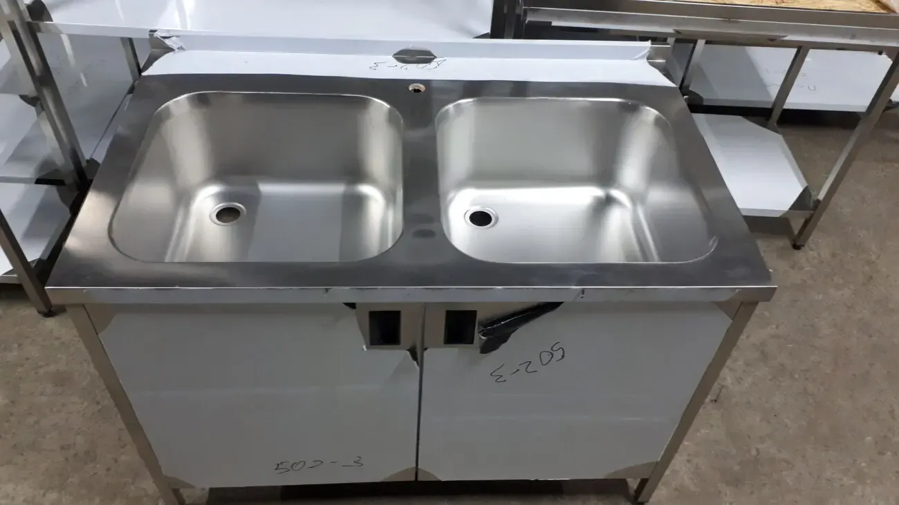 Ванна-тумба 2х-секційна з нержавійки штамповані раковини