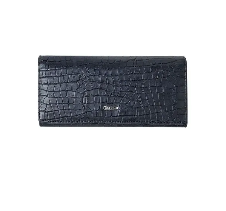 Чёрный кожаный кошелёк под рептилию Cossni