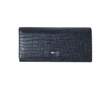 Чёрный кожаный кошелёк под рептилию Cossni