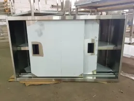 Полка 2х-уровневая с дверями купе из нержавейки 1000х400 мм