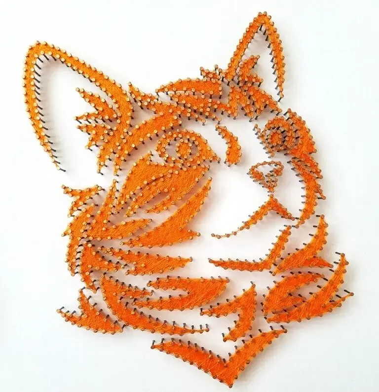 Картина рыжий кот, стринг арт, подарок кот, золотой арт, белый декор 9