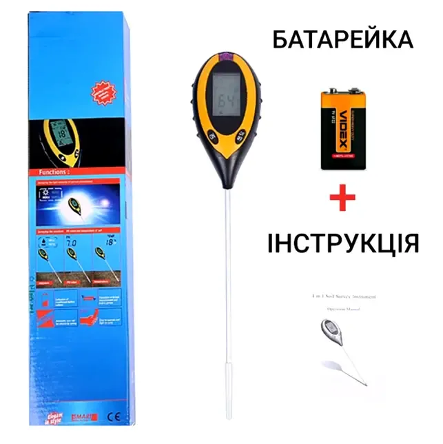 Измеритель РH почвы 4 в 1 влажности освещенности и температуры