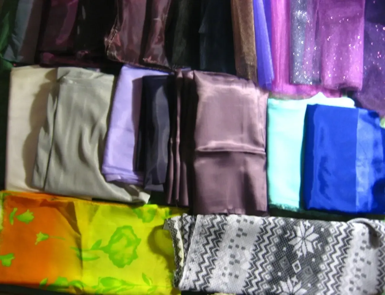 Ткань 30 см органза фиолетовая с чёрным, серебристый глянец 3