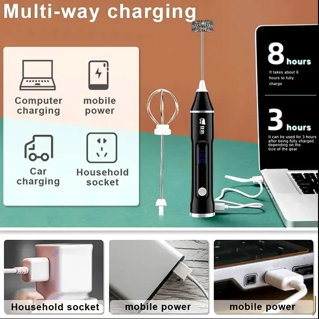 Перезаряжаемый мини-блендер USB. Вспениватель молока 2