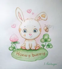 Оформление детской. Картина авторская "Honey bunny".