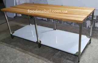 Стол мучных работ 2000х800х850 мм с полкой из массива дерева