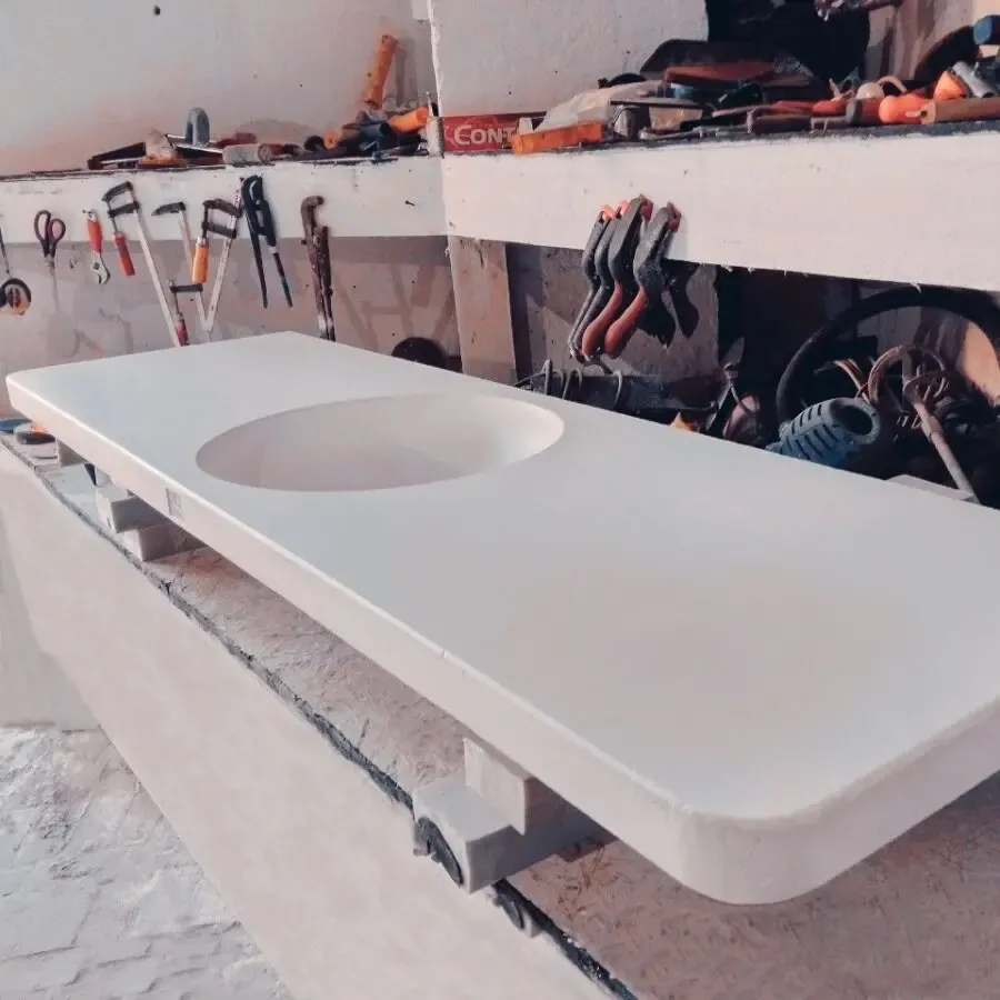 Умывальник круглый бетонный белый,из бетона лофт, раковина, подвесной 3