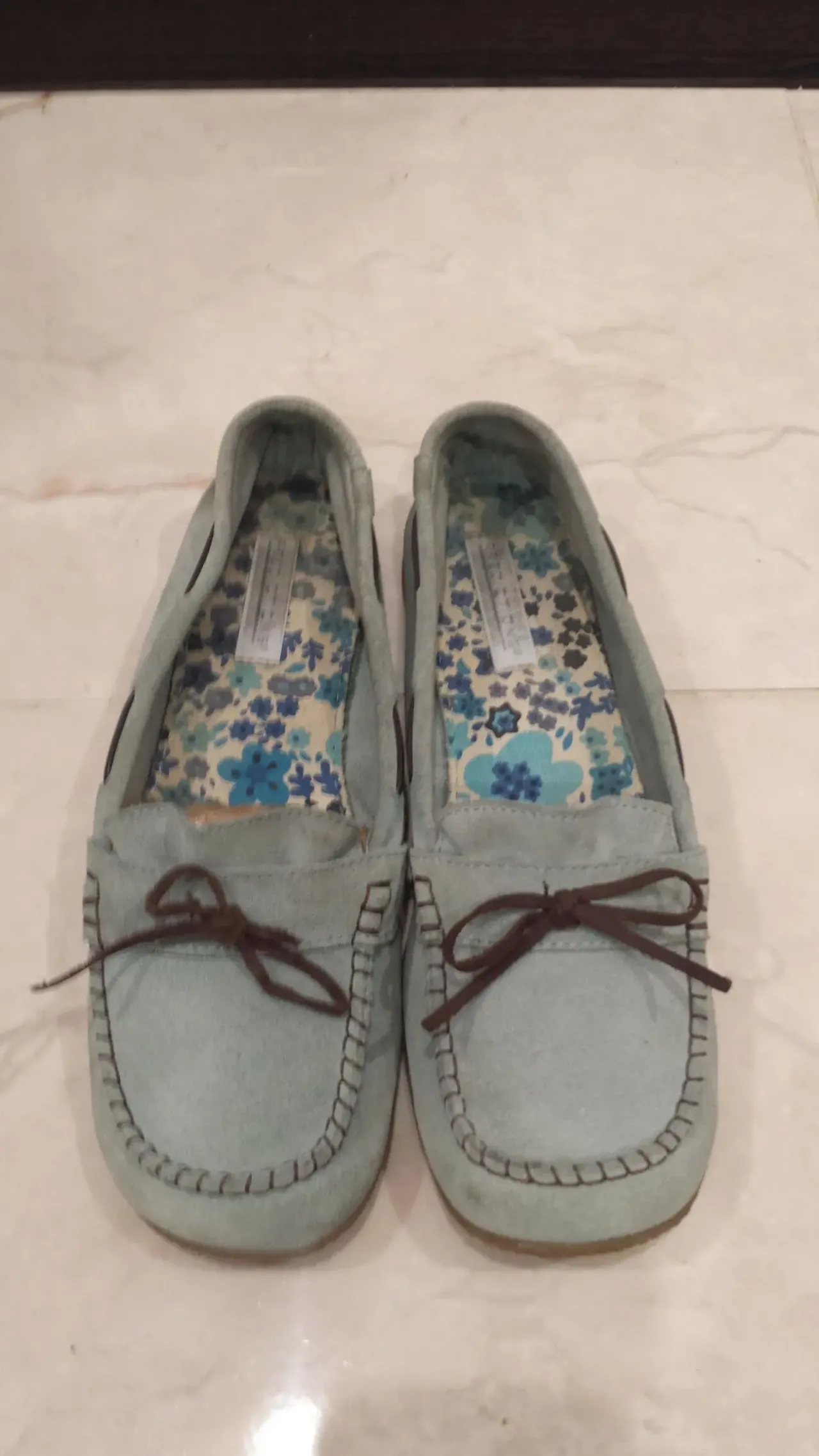 Мокасины б/у , замшевые , голубые