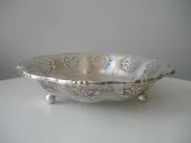 Блюдо, на ножках шариках, бронза, ажурное, Германия