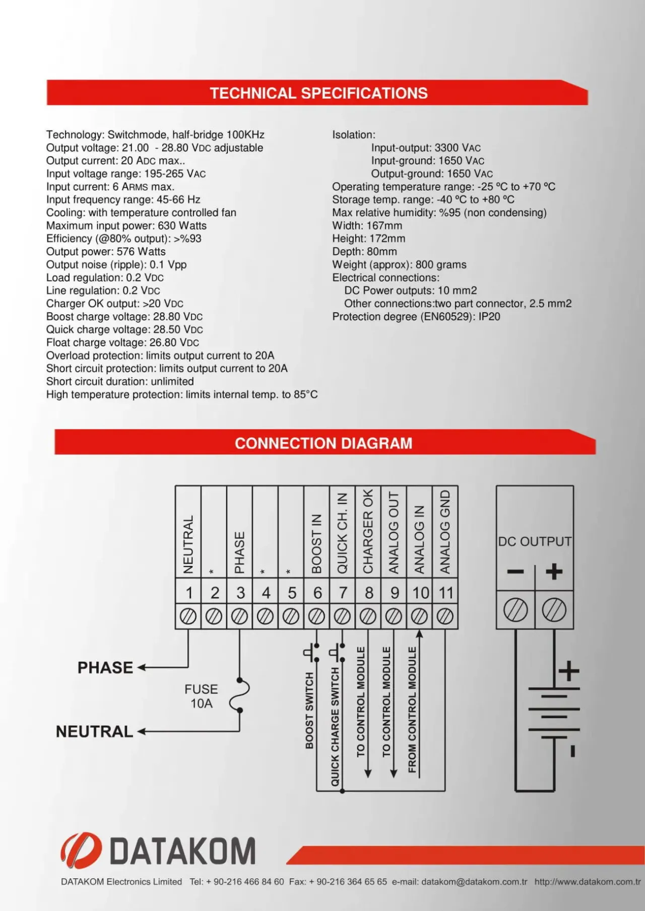 DATAKOM SMPS-2420 Зарядний пристрій акумулятора (24V/20A) 3