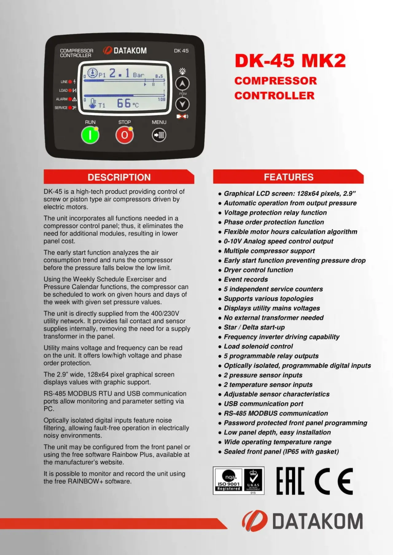 DATAKOM DK-45-MK2 Контролер компресора з електроприводом 2