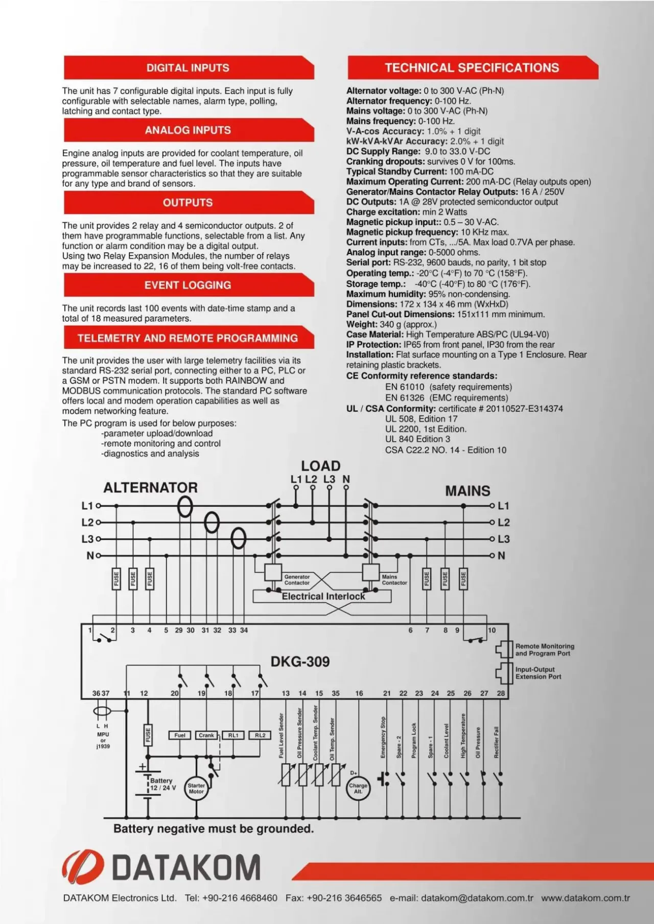 DATAKOM DKG-309 MPU Контролер автоматичного управління генератором 4
