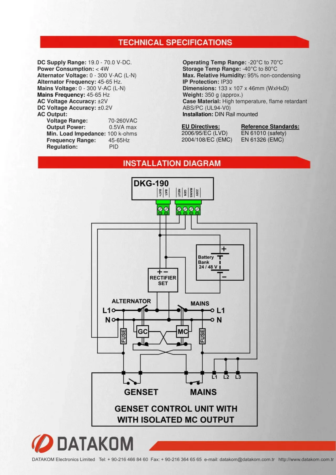 DATAKOM DKG-190 Контролер заряду акумуляторних систем електроживлення 5