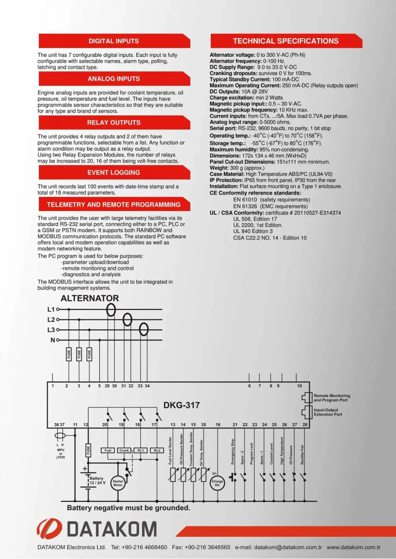 DATAKOM DKG-317 MPU Контролер ручного і дистанційного керування 4