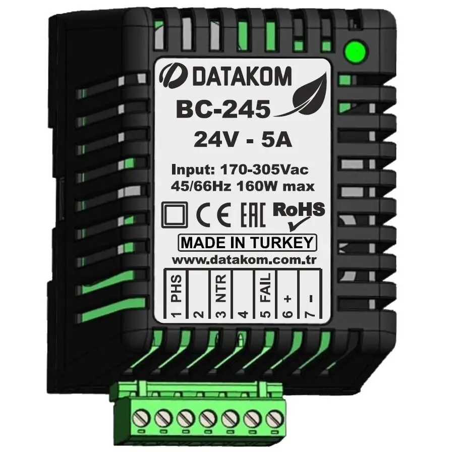 DATAKOM BC-245 (24V/5A), DIN Зарядний пристрій акумулятора