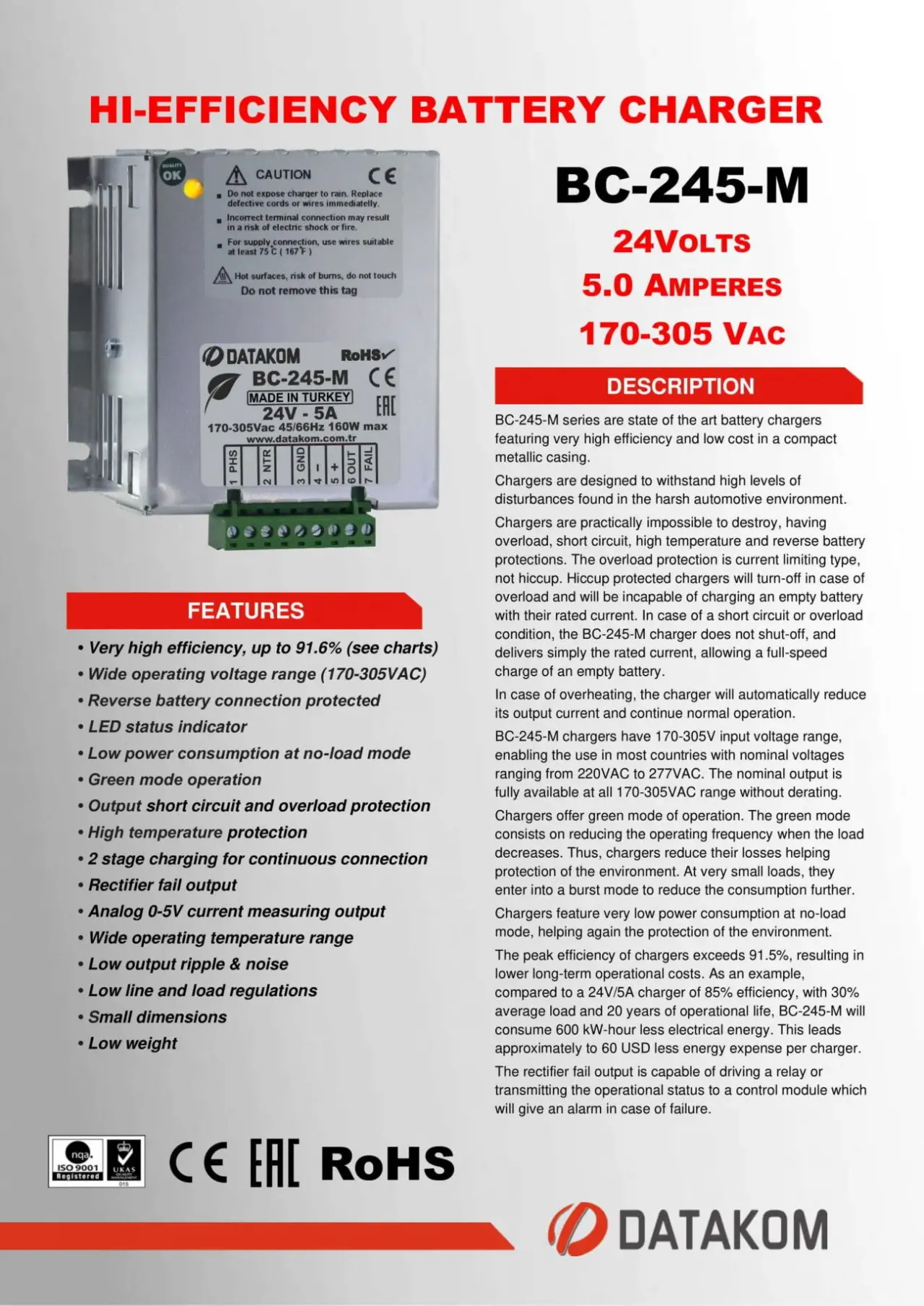 DATAKOM BC-245-M (24V/5A) Зарядний пристрій акумулятора 2