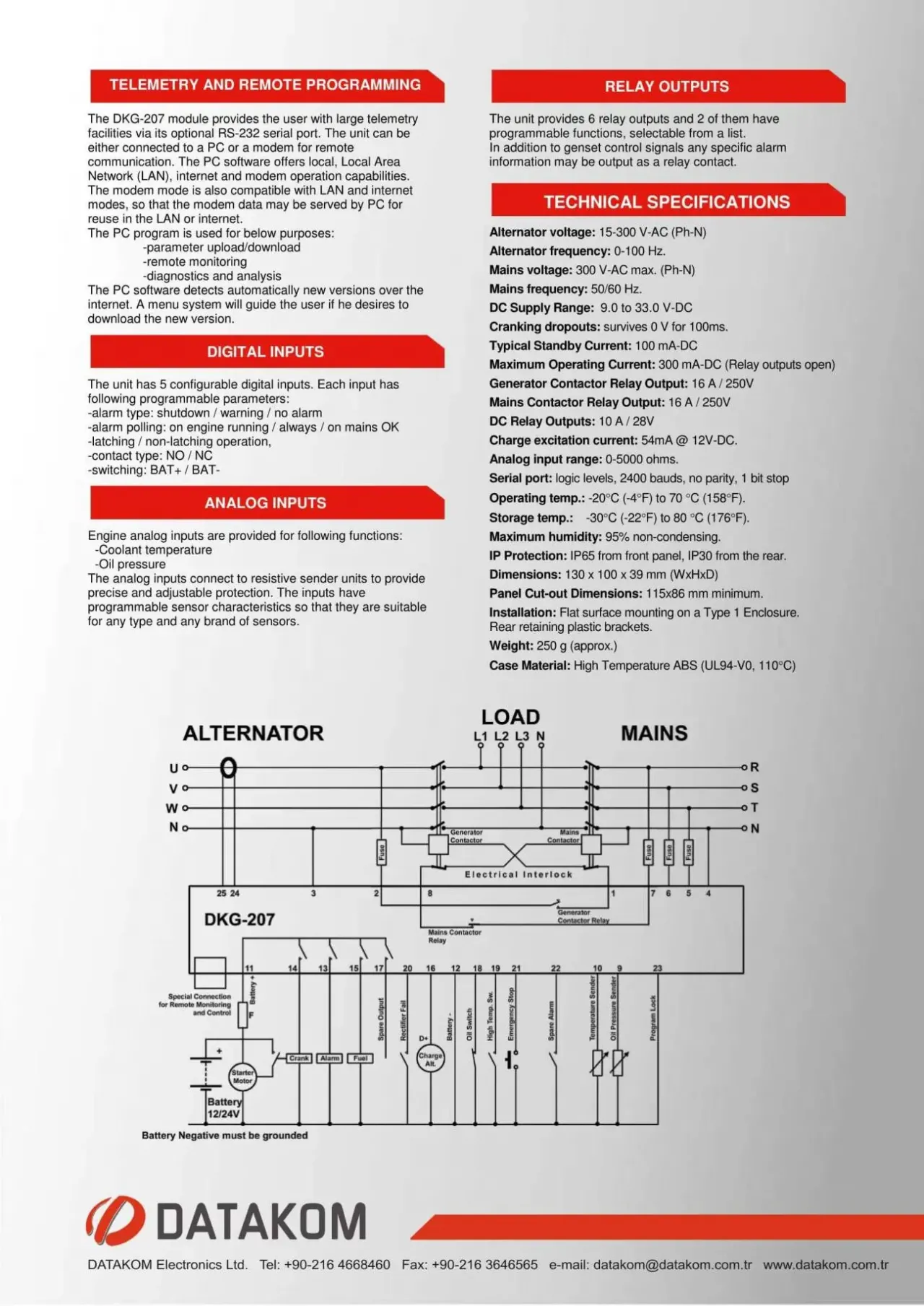 DATAKOM DKG-207 Контролер автоматичного управління генератором 4