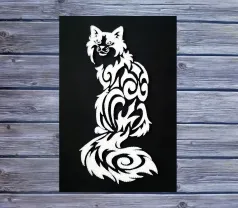 Картина Белый Кот, Стринг Арт кот, Декор в дом, Черно белое панно