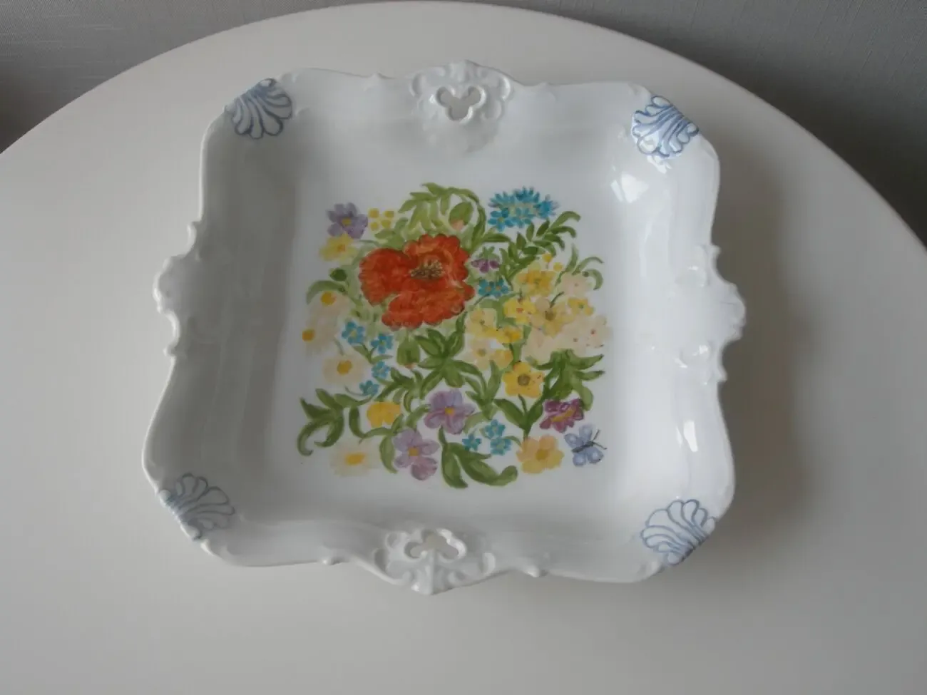 Блюдо, ручная роспись, квадрат, фарфор, Германия, авторское