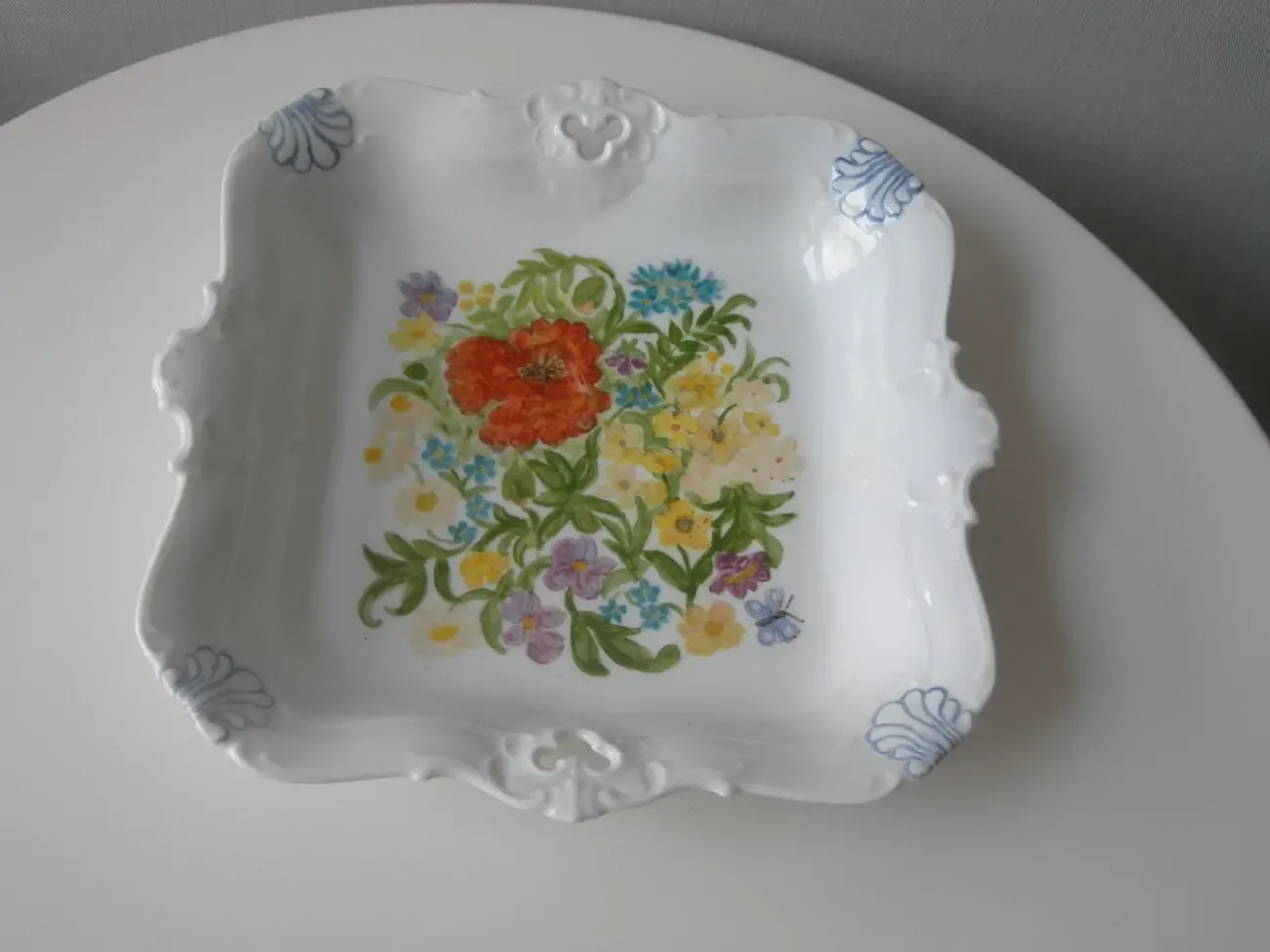Блюдо, ручная роспись, квадрат, фарфор, Германия, авторское 3