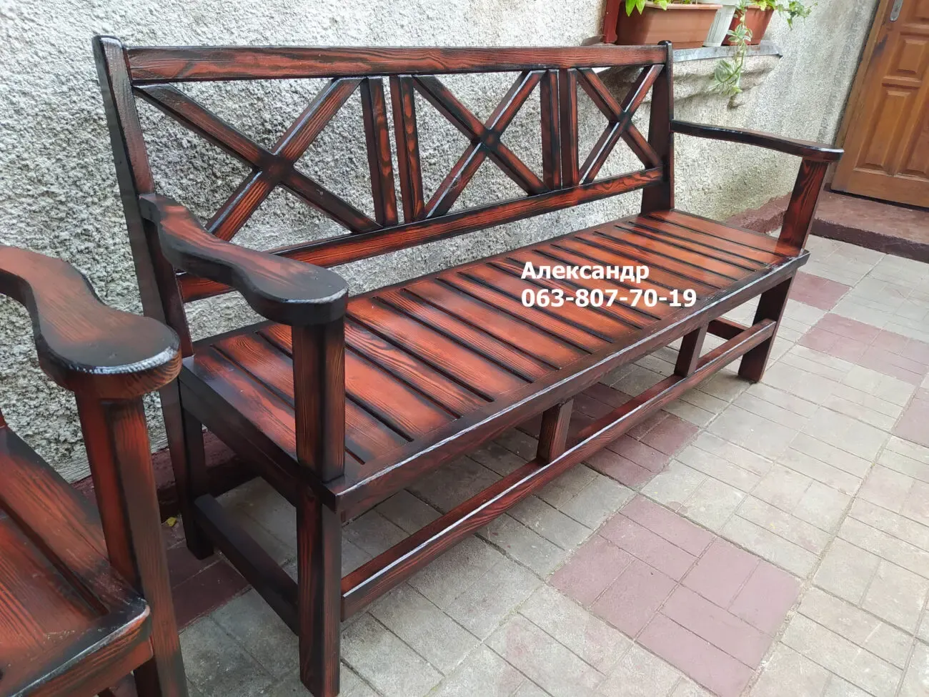 Лавки, скамейки деревянные ( лавочка, лавка, для сада, под старину ) 10