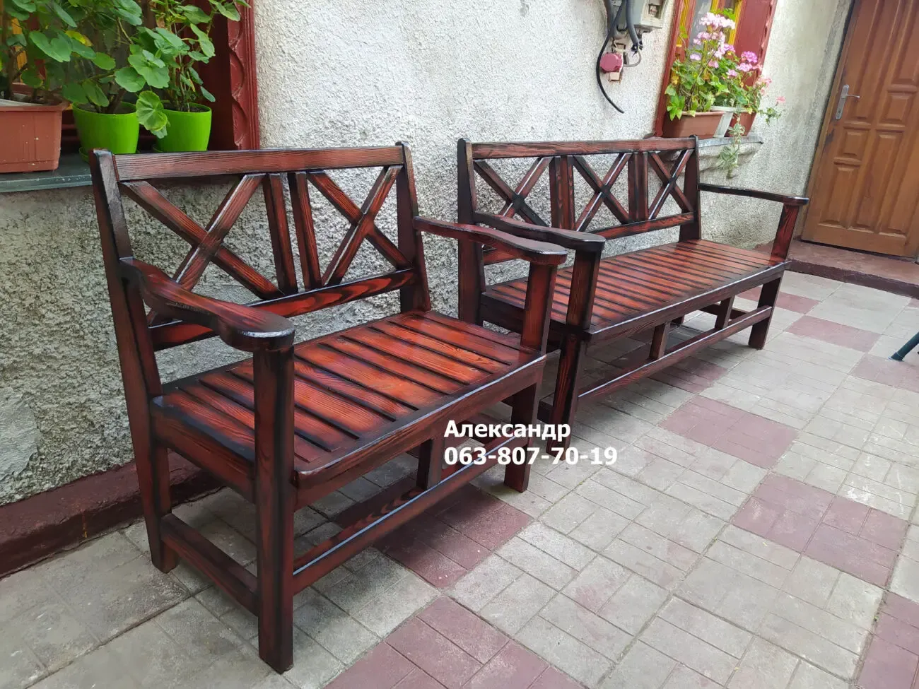 Лавки, скамейки деревянные ( лавочка, лавка, для сада, под старину ) 9