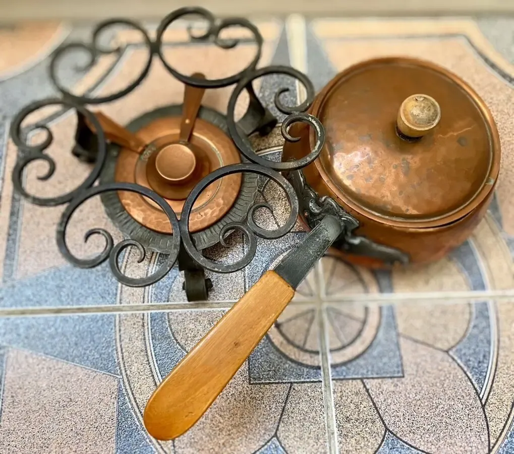 Медный набор для фондю 4