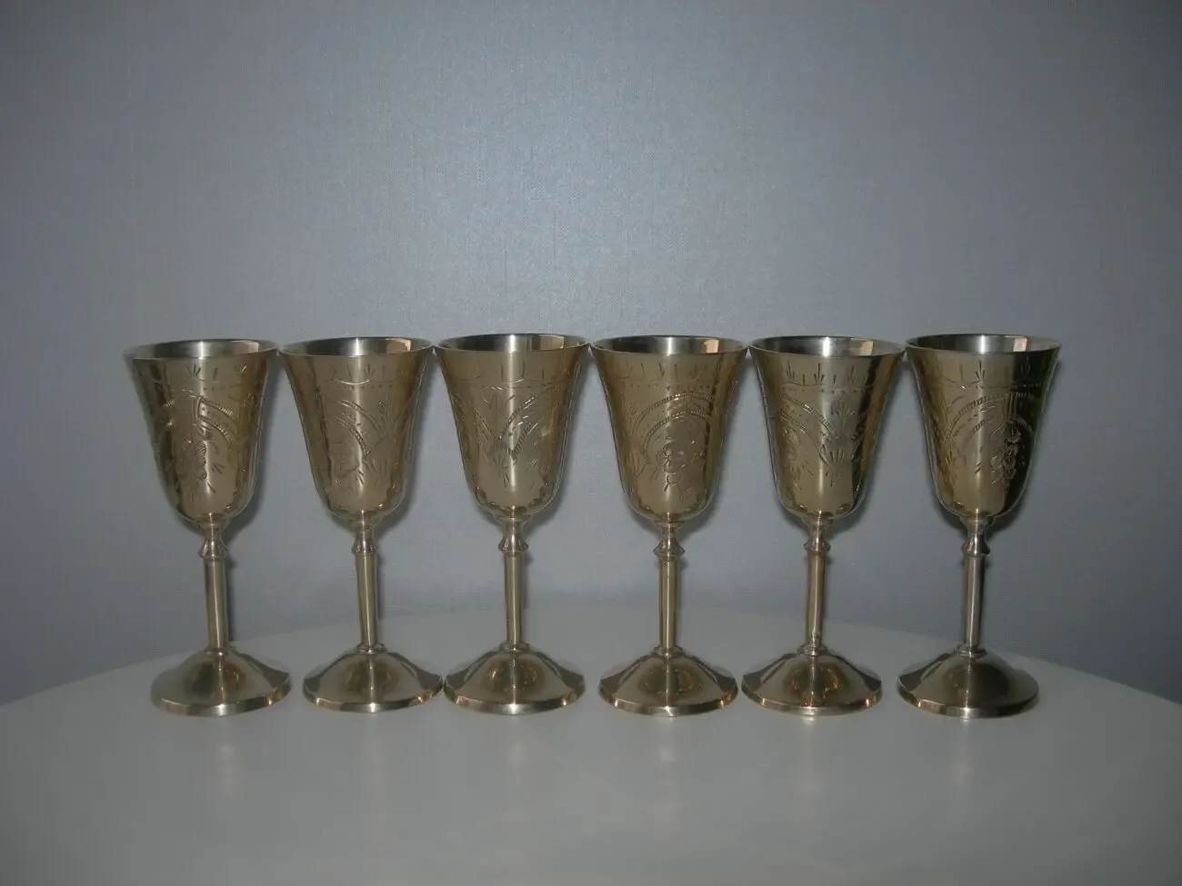 Бокалы, рюмки, бронза, Англия, набор 6 шт