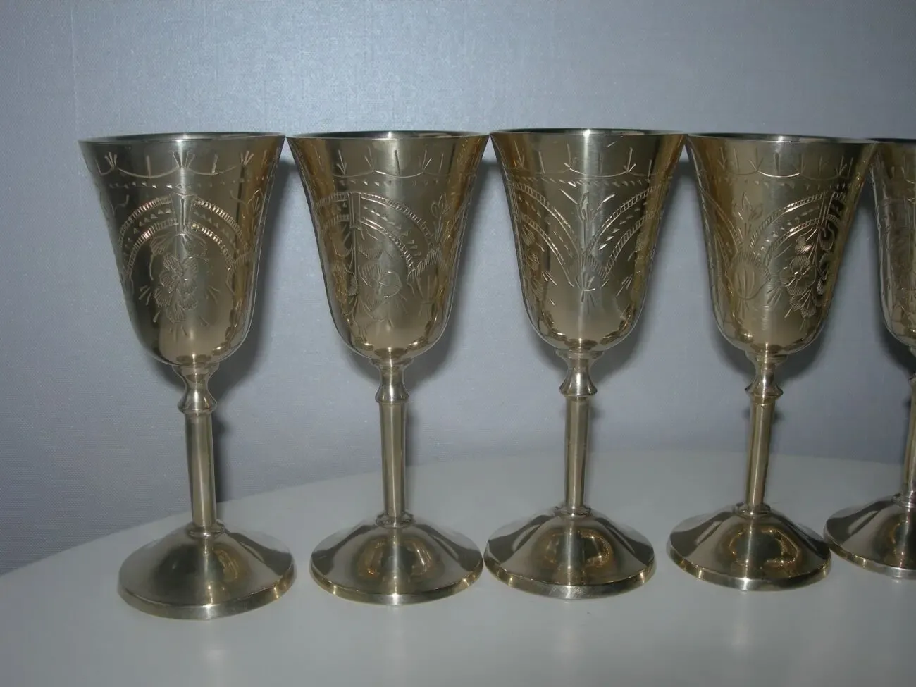 Бокалы, рюмки, бронза, Англия, набор 6 шт 4