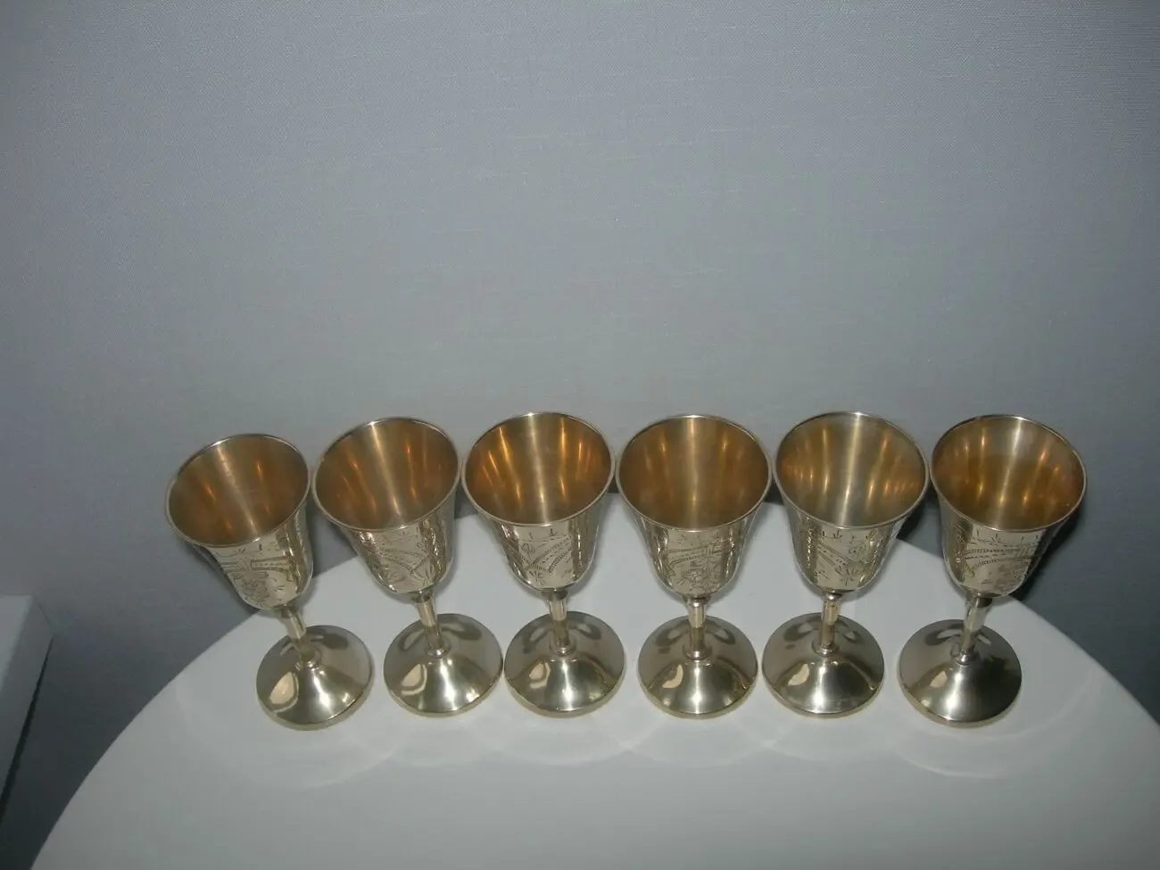 Бокалы, рюмки, бронза, Англия, набор 6 шт 2