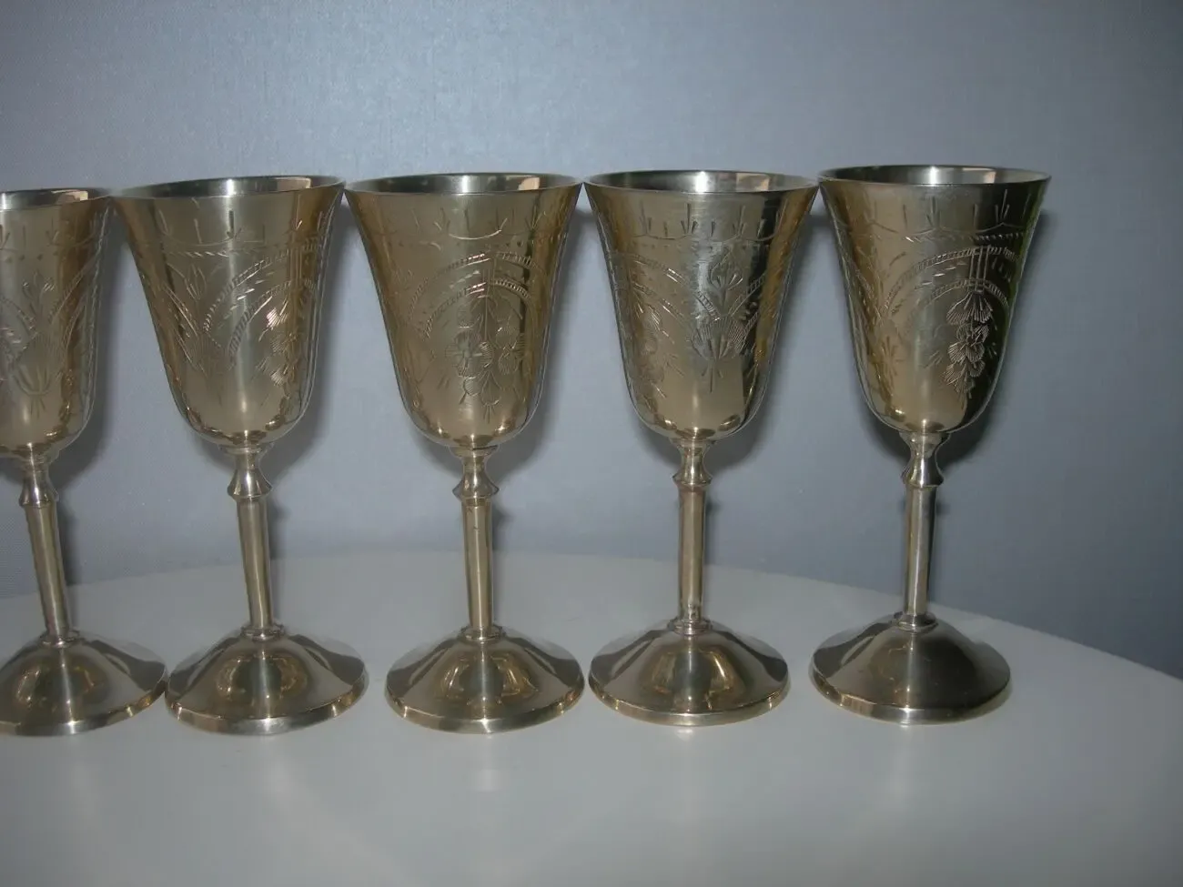 Бокалы, рюмки, бронза, Англия, набор 6 шт 7