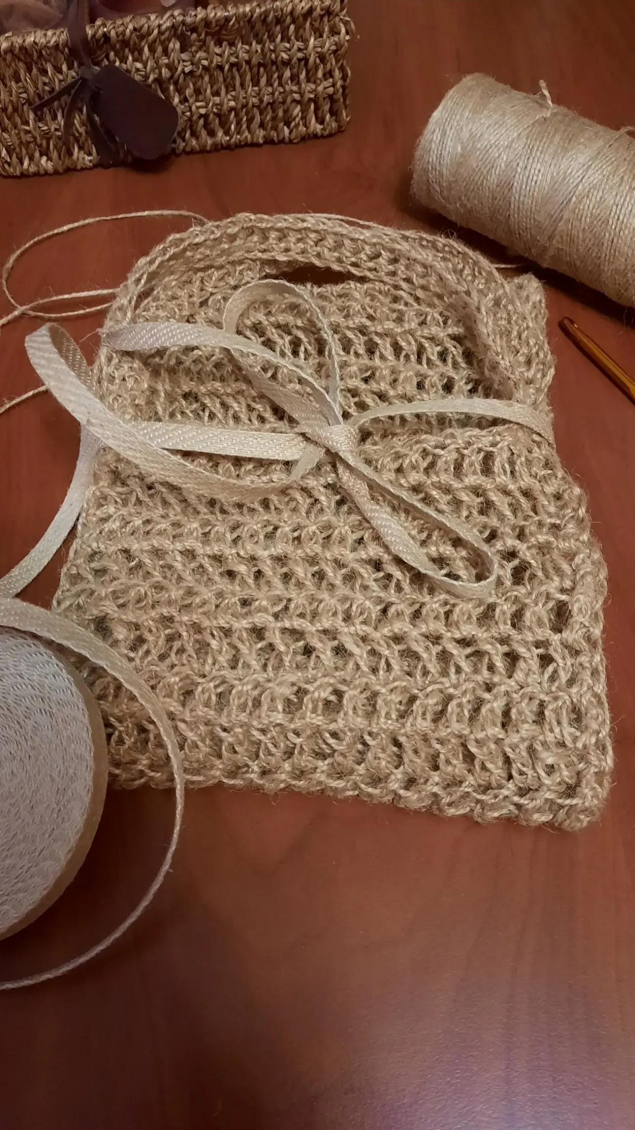 Эко-мочалка из джута для пиллинга и скрабирования hand made 2