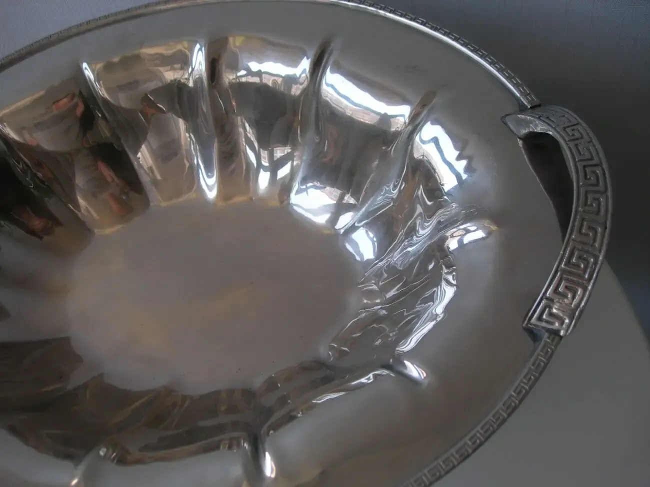 Блюдо, огромное, на лапах, бронза, серебрение, 2 кг, Дания 3