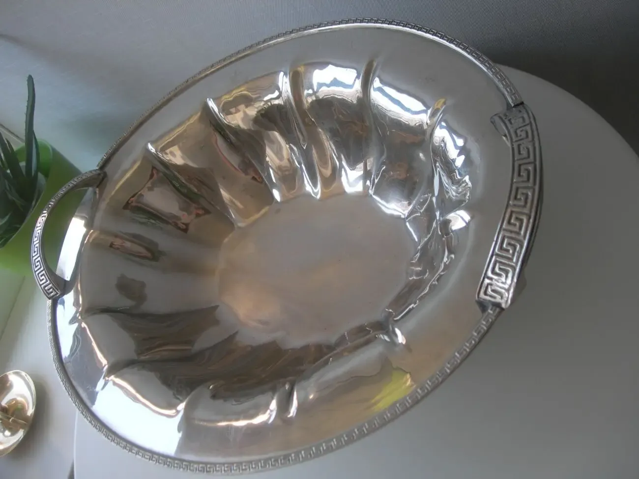 Блюдо, огромное, на лапах, бронза, серебрение, 2 кг, Дания 6