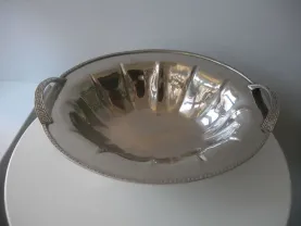 Блюдо, огромное, на лапах, бронза, серебрение, 2 кг, Дания