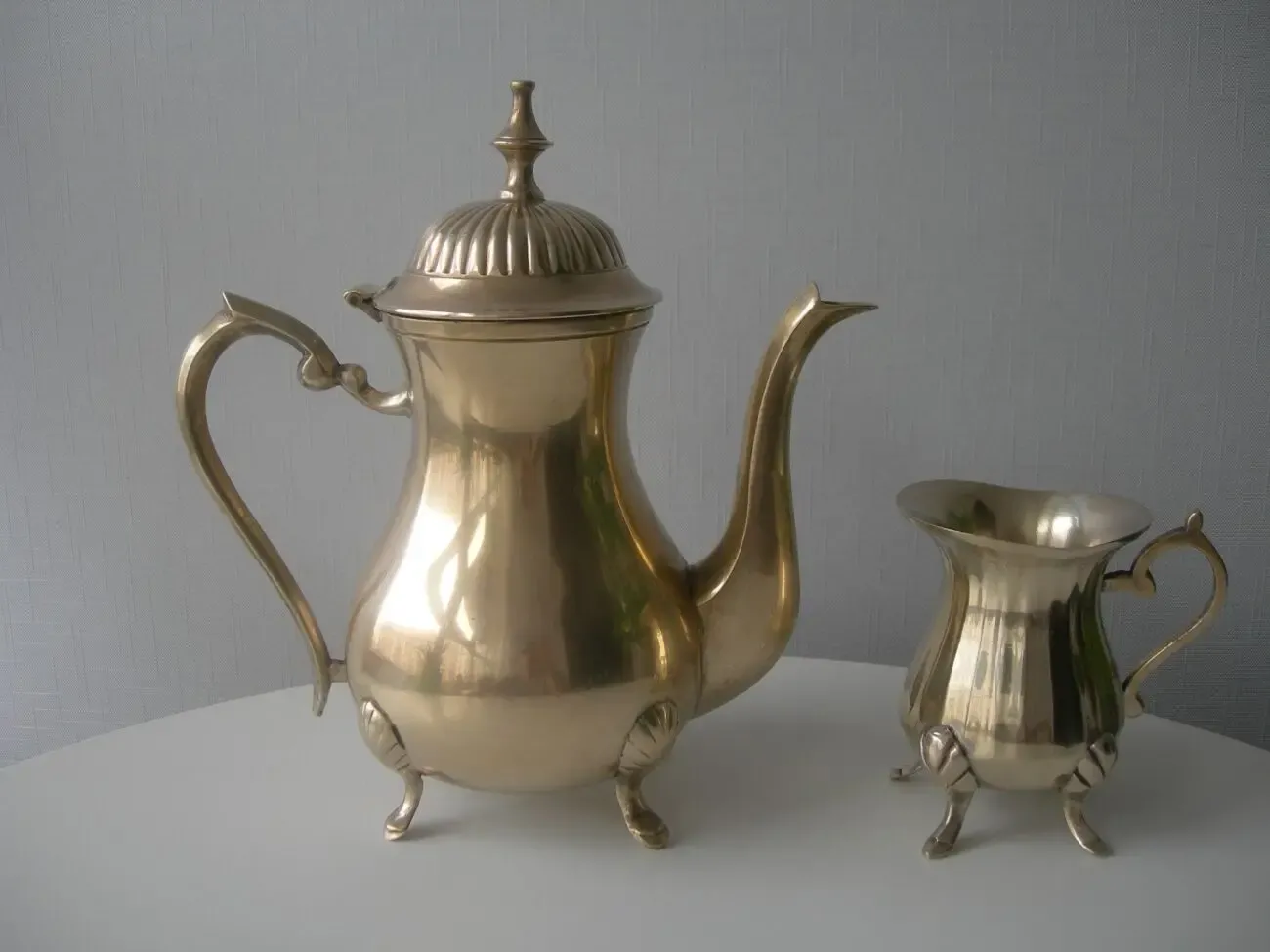 Комплект, чайник, сливочник, на лапах, бронза, 1.4 кг, Англия 2