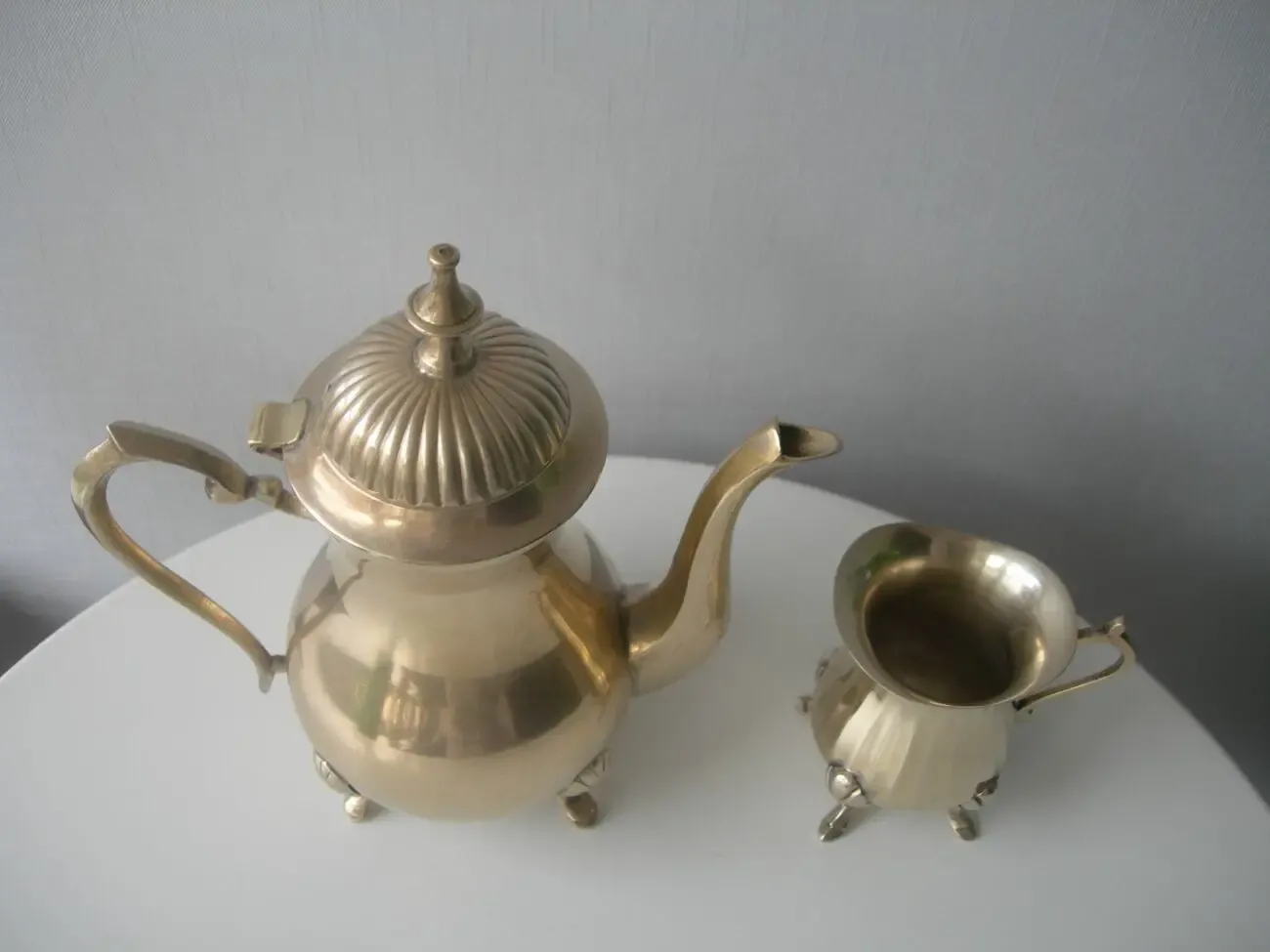 Комплект, чайник, сливочник, на лапах, бронза, 1.4 кг, Англия 3