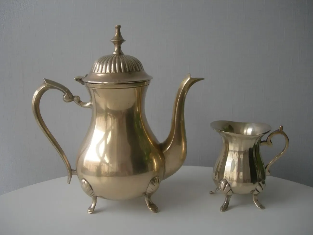 Комплект, чайник, сливочник, на лапах, бронза, 1.4 кг, Англия