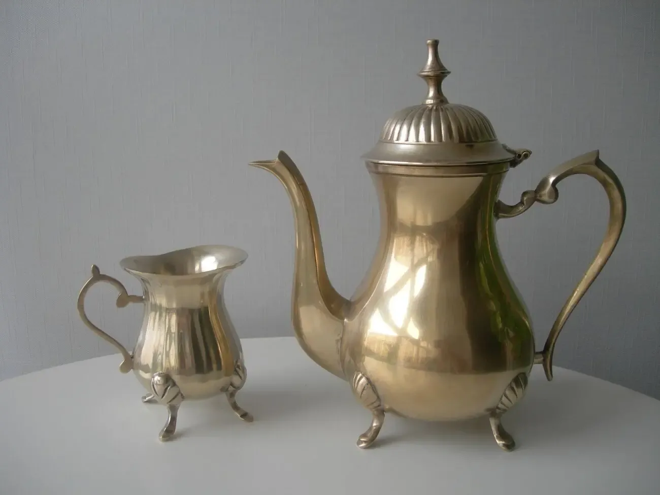 Комплект, чайник, сливочник, на лапах, бронза, 1.4 кг, Англия 8