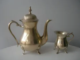 Комплект, чайник, сливочник, на лапах, бронза, 1.4 кг, Англия