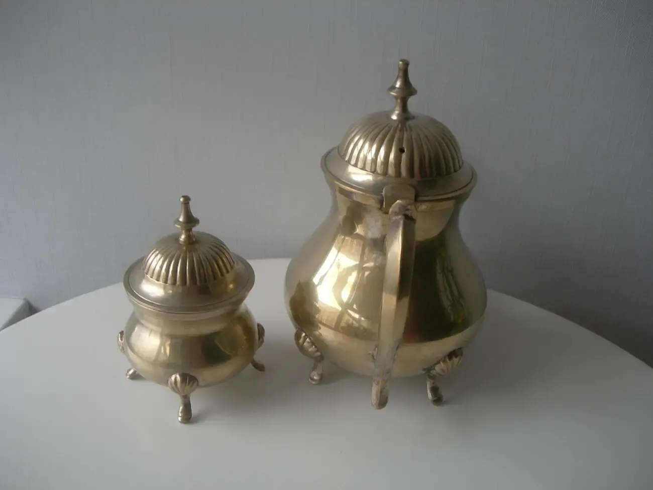 Чайник и сахарница, на лапах, бронза, массив, Англия 8