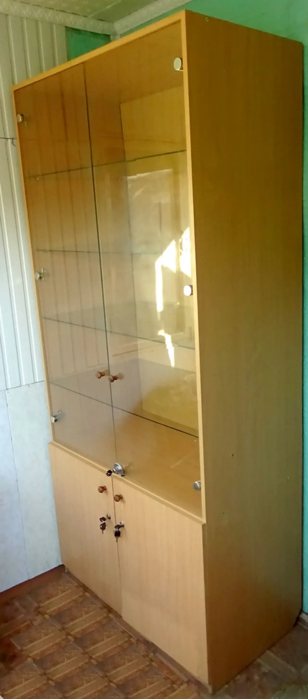 Разборной полустеклянный двухстворчатый шкаф (ЛДСП). 4